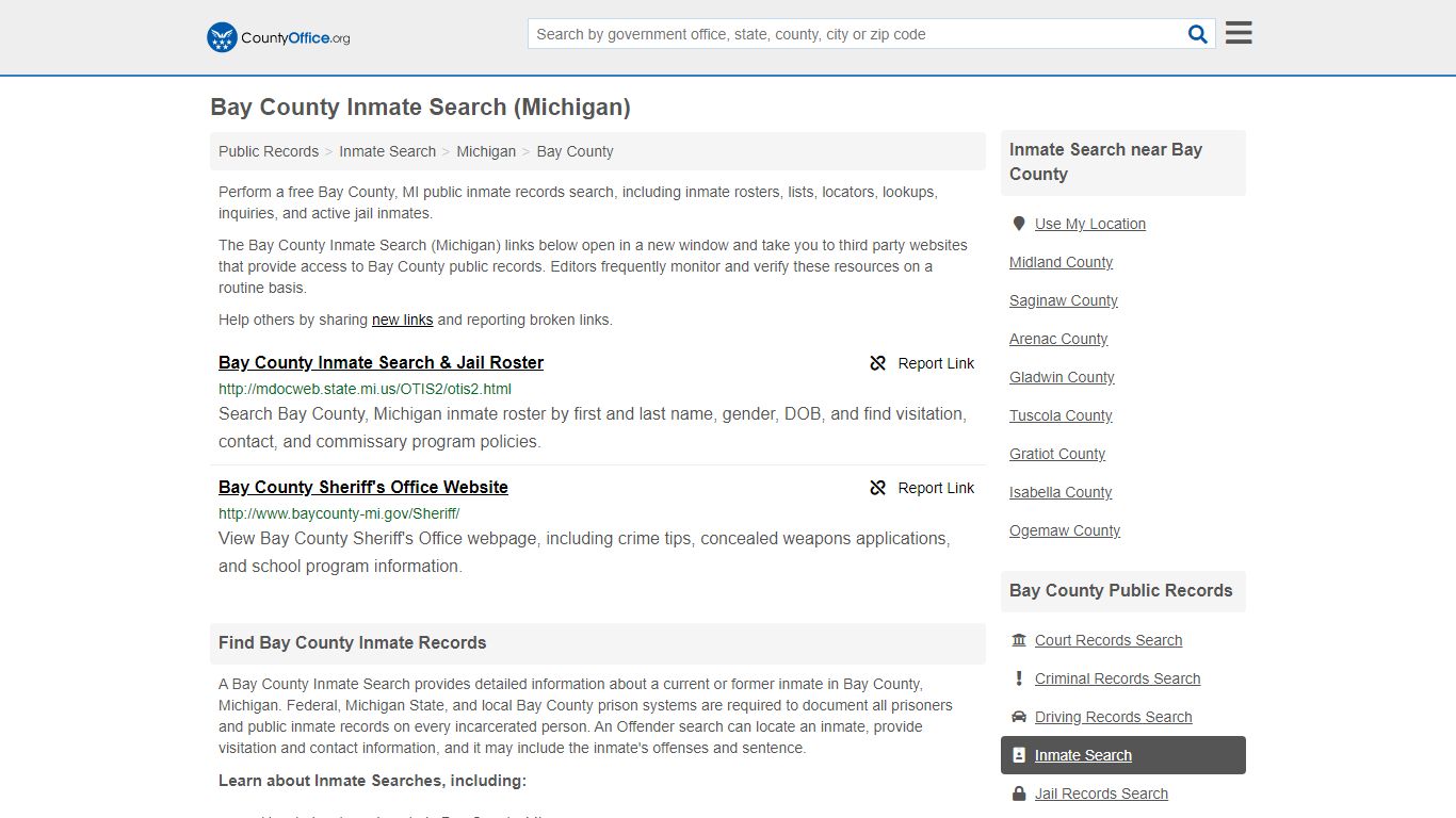 Inmate Search - Bay County, MI (Inmate Rosters & Locators)